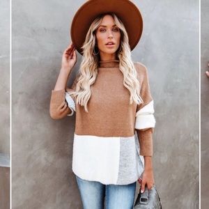 VICI - WILLIAMSBURG MOCK NECK COLORBLOCK KNIT SWEATER Small